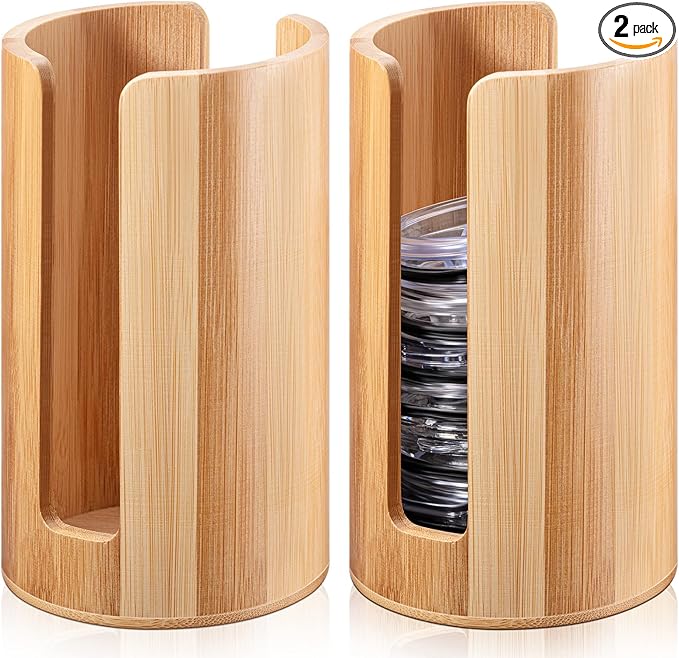 Suclain 2 Pcs Mason Jar Lid Organizer Bamboo Vertical Mason Jar Lid Storage by Suclain