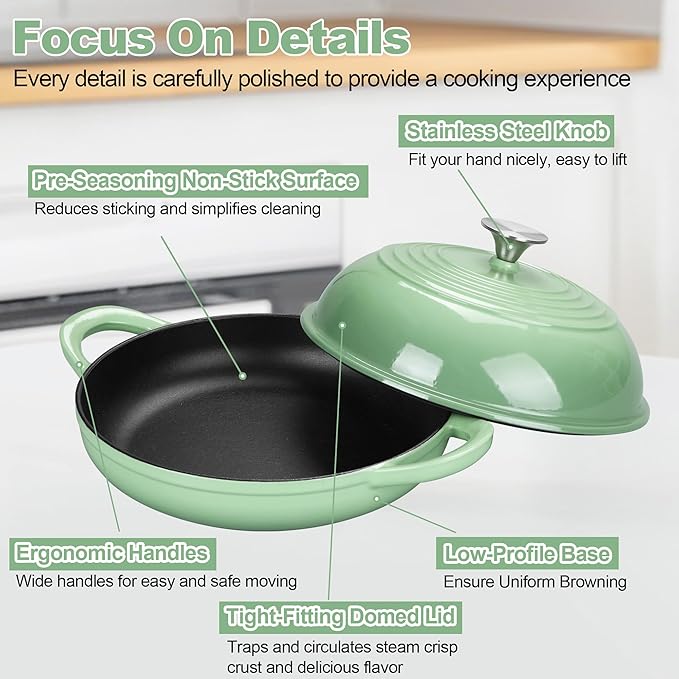 TeamFar Cast Iron Bread Dutch Oven, 6 Qt Enameled Dutch Oven Pot - Image 7