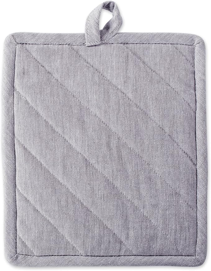 DII 100% Cotton Solid Chambray Kitchen Set, Potholders, 2 Piece - Image 3