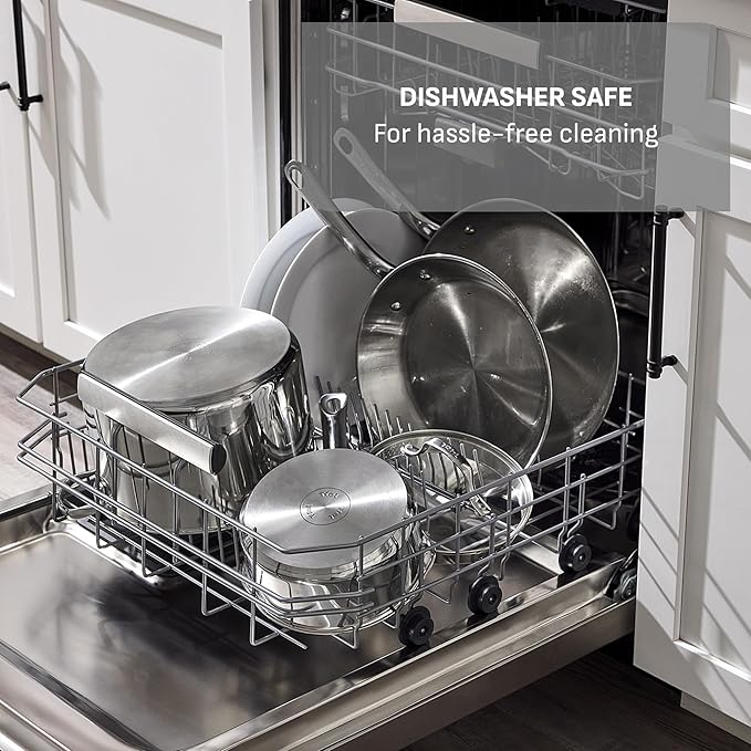 T-fal Stainless Steel Pots and Pans Set 11 Piece, Oven Broiler Safe 500F - Image 9