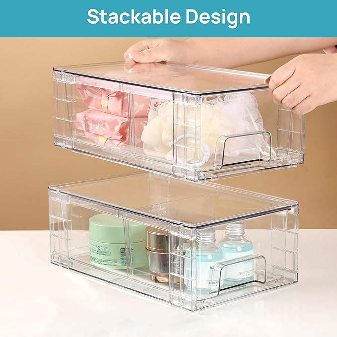 Vtopmart 2 Pack Stackable Storage Drawers, Easily Assemble Containers - Image 6