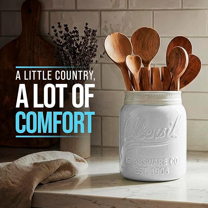 Comfify Wide Mouth Mason Jar Utensil Holder Decorative Kitchenware Organizer - Image 8
