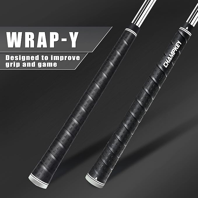 ++Champkey CHAMPKEY 3 Pack WRAP-Y Rubber Golf Grips - High Feedback and Traction Golf Club Grips（Do Not Includes Solvent and Grip Remove Kit）