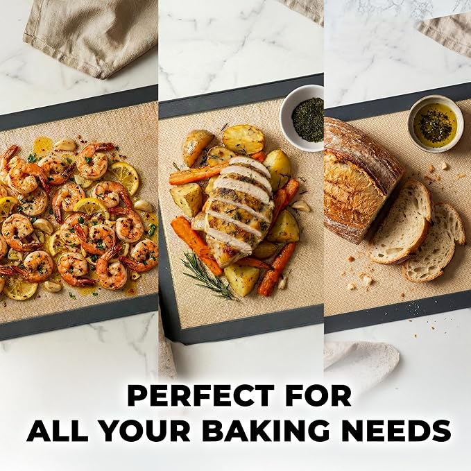Zulay Kitchen Silicone Baking Mat Set – 2-Pack 16.5″ × 11.6″ Reusable Non-Stick - Image 2
