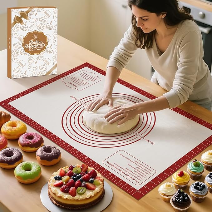 Non Stick Pastry Mat for Rolling Dough Fondant Pie Crust, Macaron Silicone by MimekitchenKitchenHelper
