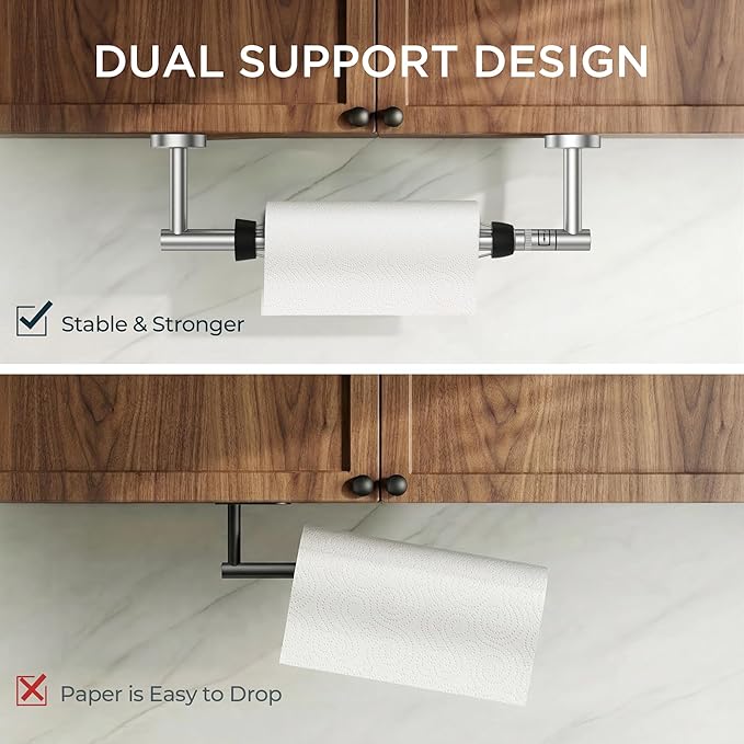 FORIOUS Paper Towel Holder Under Cabinet, SUS304 Wall Mounted Commercial Paper - Image 7