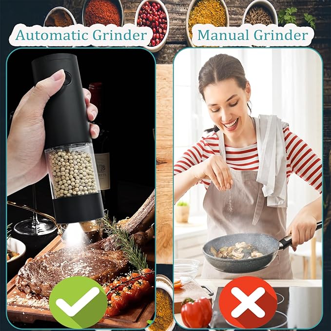 Electric Salt and Pepper Grinder, Automatic Battery Pepper Mill Shakers - Image 4