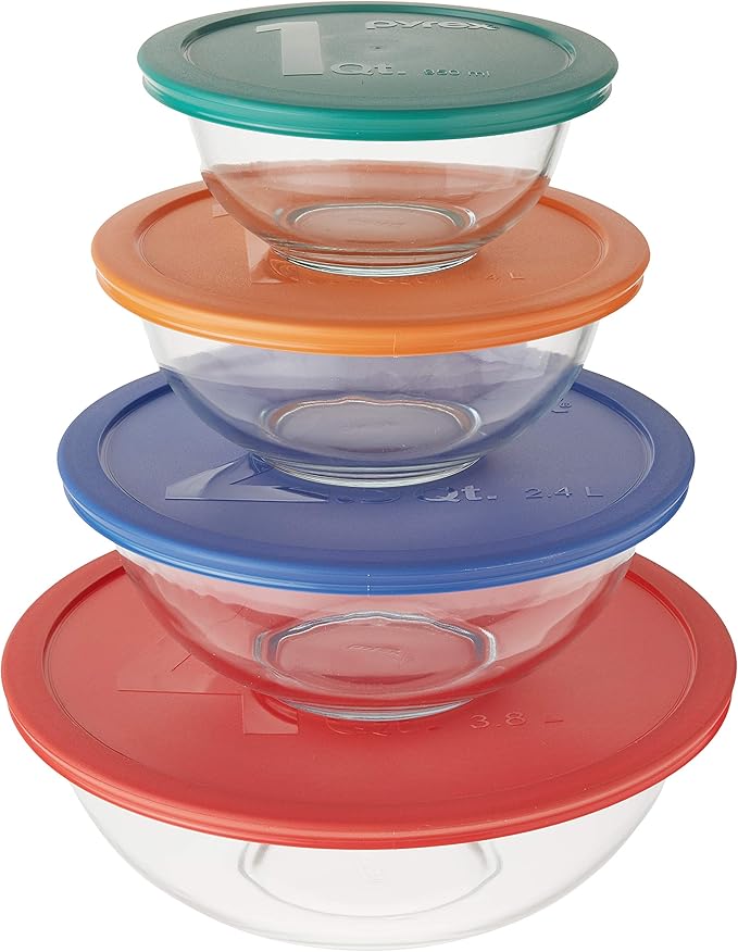 Pyrex Smart Essentials Mixing Bowl Set Including Locking Lids, 8 piece - Image 3