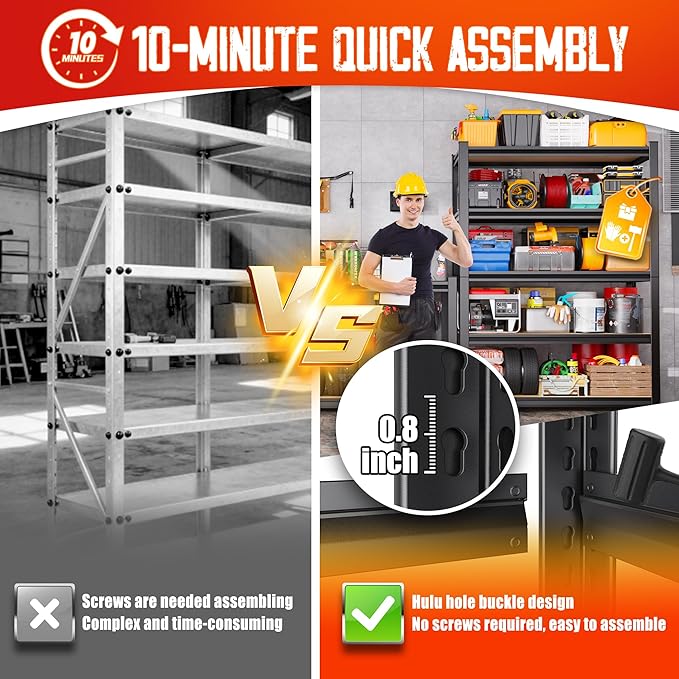 Set of 3 Garage Shelving-2050LBS 5 Tier Storage Shelves, Adjustable Heavy Duty - Image 6
