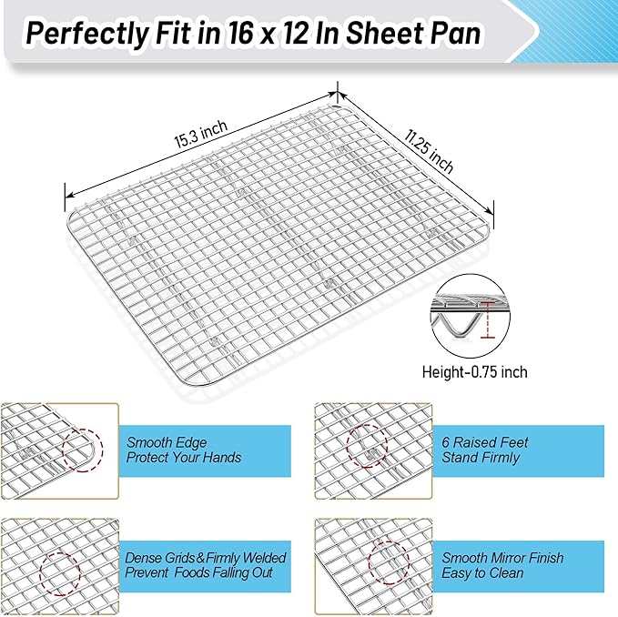 TeamFar Cookies Sheet with Rack, Non-Toxic & Heavy Duty, Dishwasher Safe - Image 4