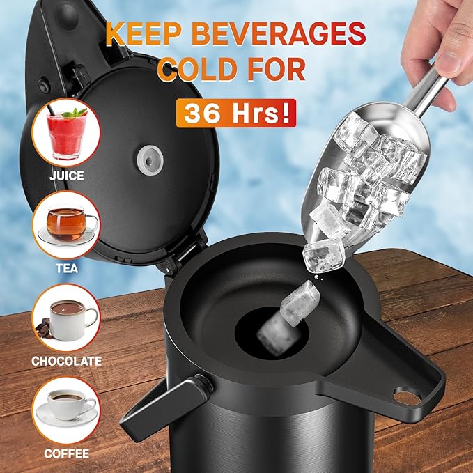 Airpot Coffee Carafe for Keeping Hot - 85 OZ/ 2.5L Coffee Dispenser - Insulated - Image 4