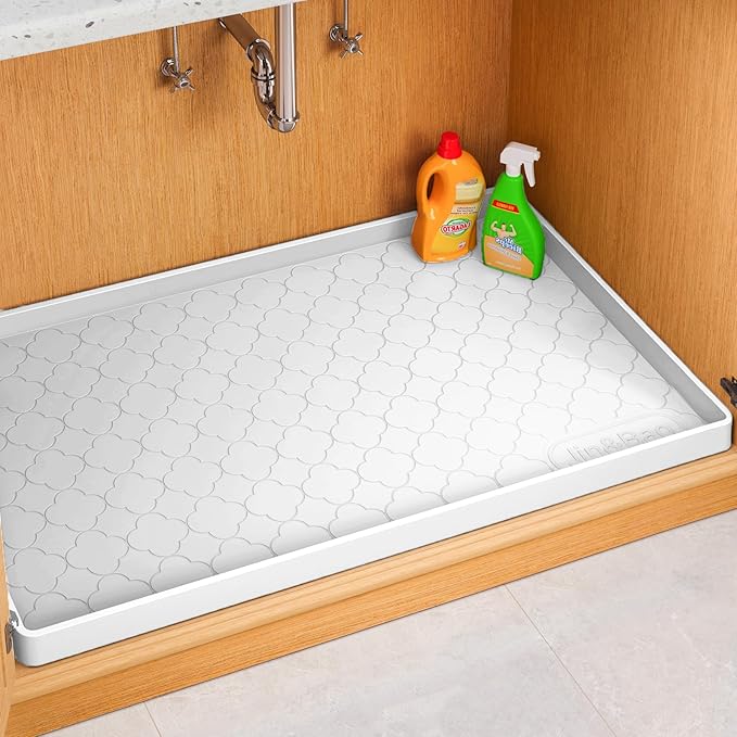 Jin&Bao Waterproof Under Sink Mat 22" x 22", Thick Silicone Mat Cabinet by Jin%26Bao