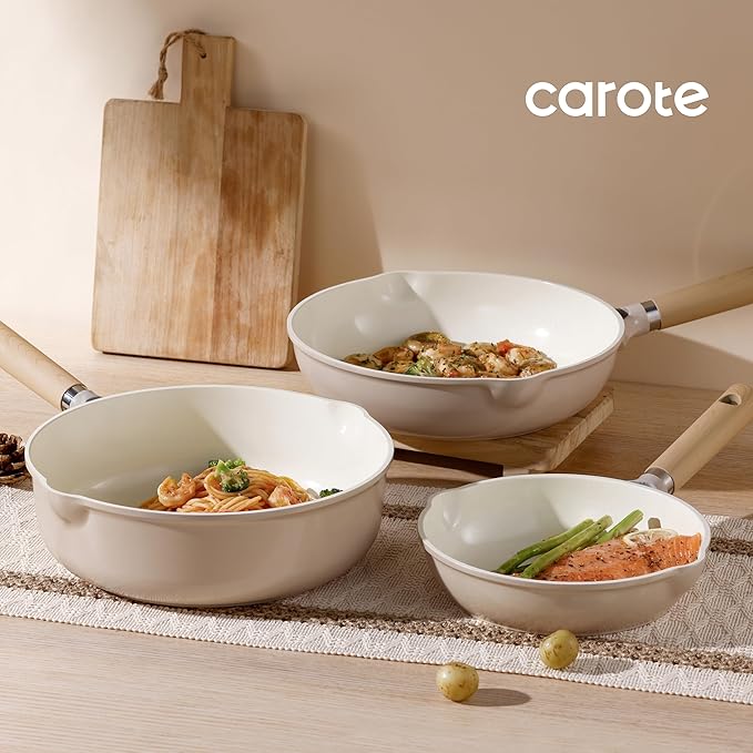 CAROTE 10" Ceramic Frying Pan Skillet, Non Stick Skillet Chef's Pan, Healthy & - Image 7