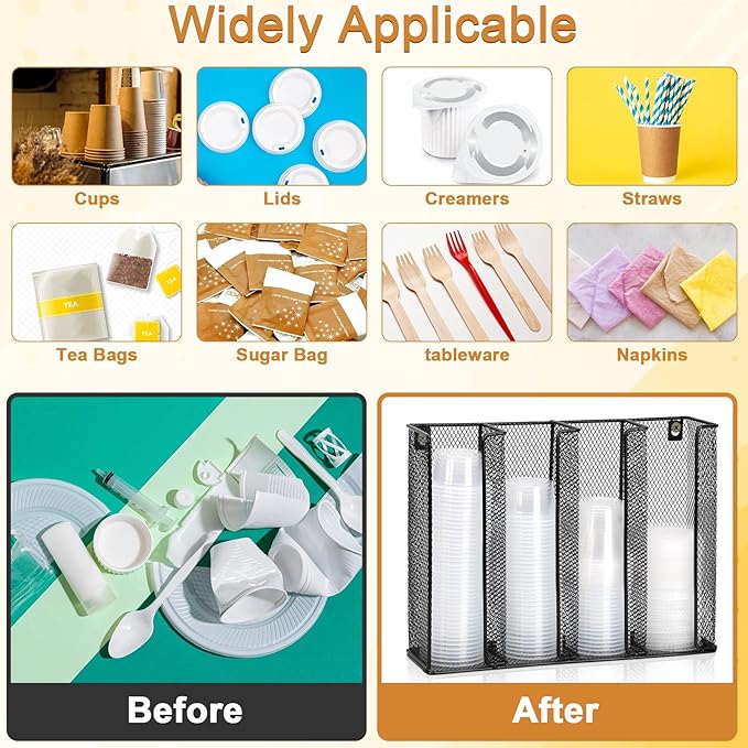 Wall Mount Portion Sauce Cup Lid Organizer 4 Compartments Iron Sauce Cup - Image 4