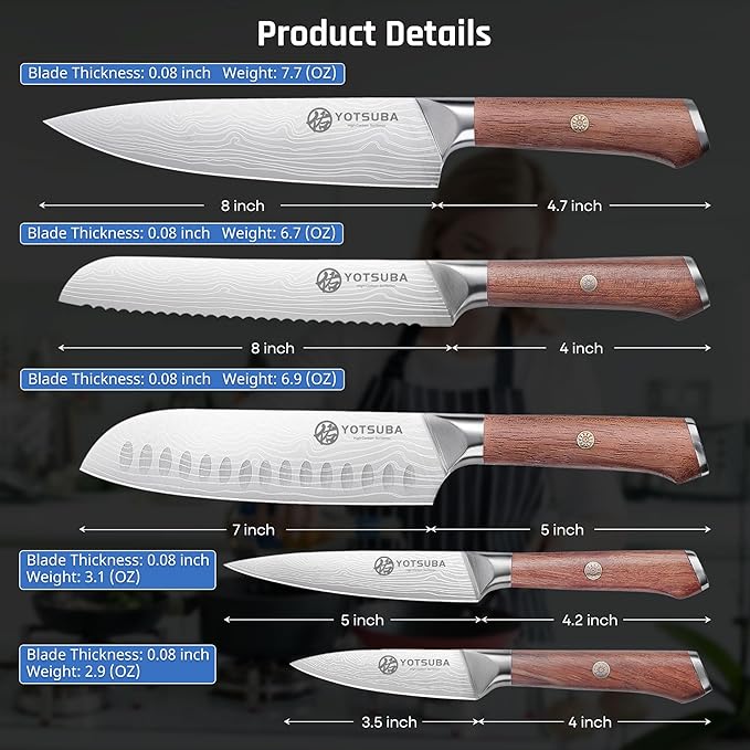 YOTSUBA 5 PCS Kitchen Knife Set, Professional Razor Sharp Japanese Knife Set - Image 6