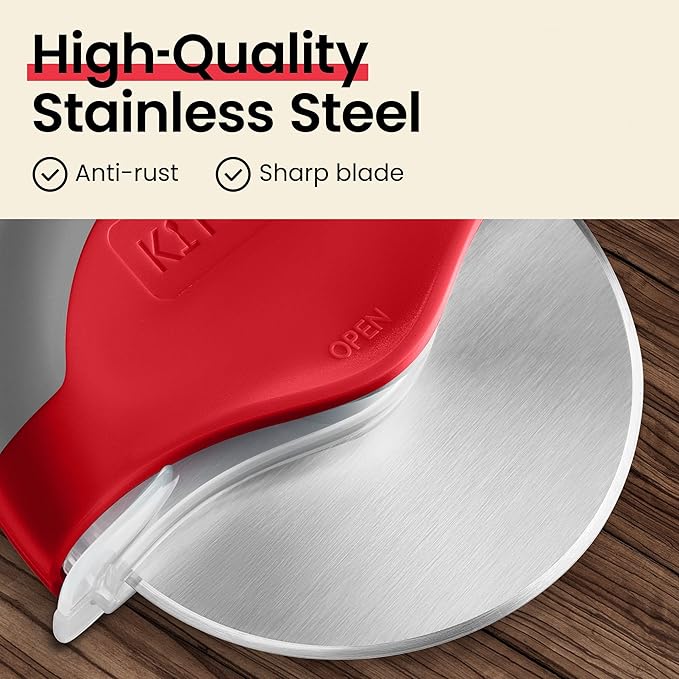 Kitchy Pizza Cutter Wheel with Protective Blade Cover, Ergonomic Pizza Slicer - Image 6