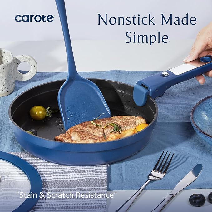 CAROTE 10-Piece Pots and Pans Set, Nonstick Cookware Set Detachable Handle - Image 3