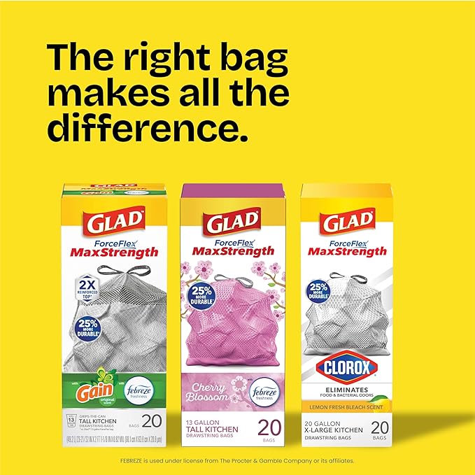 Glad ForceFlex MaxStrength Kitchen Trash Bags, 13 Gal, Bahama Bliss Febreze - Image 10