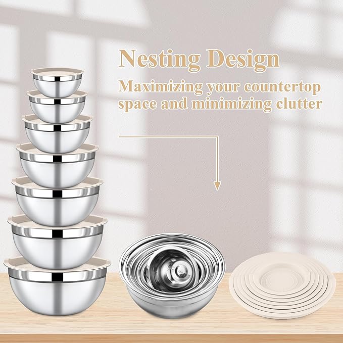 7 Piece Stainless Steel Mixing Bowls - Image 8