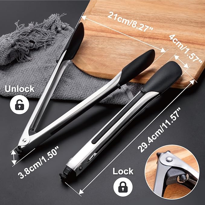 600ºF Heat Resistant Kitchen Tongs, 11.57 inch Tongs - Image 6