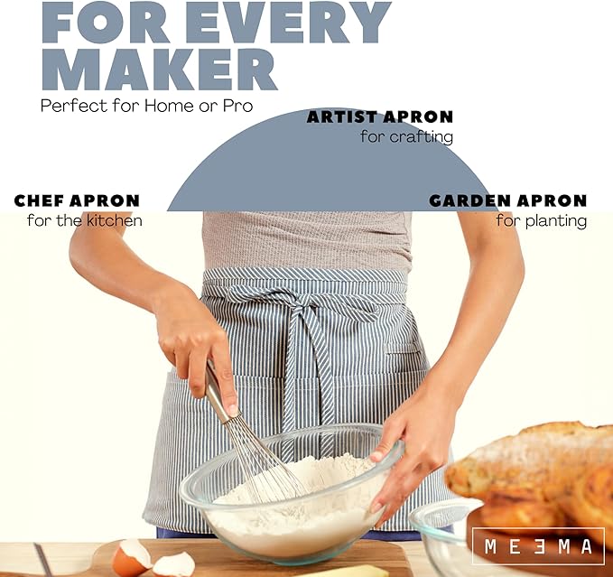 MEEMA Chef Waist Apron Cotton Fabric |Washable & Breathable Waitress & Server - Image 3