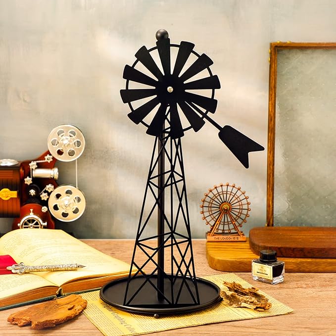 Vesici Windmill Paper Towel Holder Western Farmhouse Standing Paper Towel Roll - Image 2