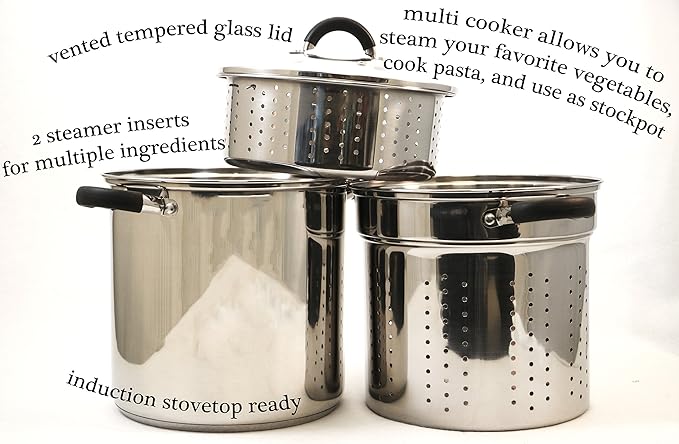 ExcelSteel 12 Qt Multifunction Stainless Steel Pasta Cooker - Image 4
