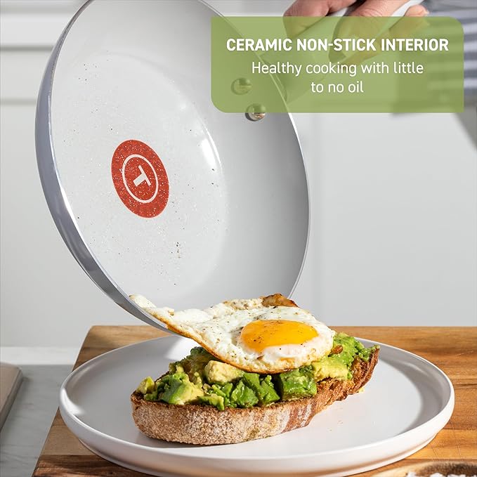 T-Fal Refresh Ceramic Nonstick Cookware Set, Oven Safe to 350°F, Includes - Image 3
