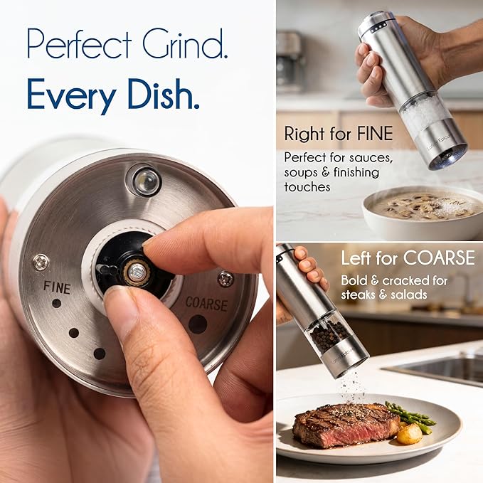 Latent Epicure Electric Salt and Pepper Grinder Set, USB-C Rechargeable - Image 6