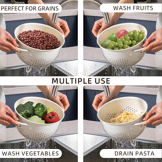 Metal Colander 5 Quart Powder Coated Self-draining Metal Strainer - Image 6