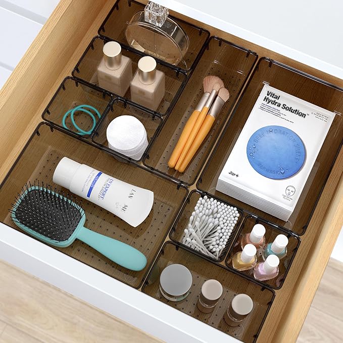 StorMiracle 28 PCS Clear Plastic Drawer Organizers Set, 4 Size Desk Drawer - Image 5