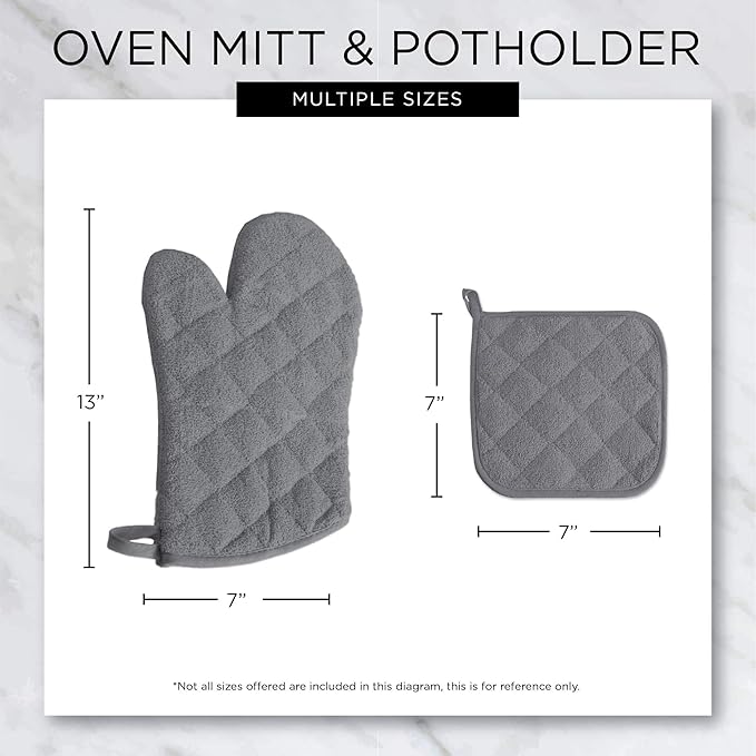 DII Basic Terry Collection 100% Cotton Quilted, Oven Mitt, 2 Piece - Image 8