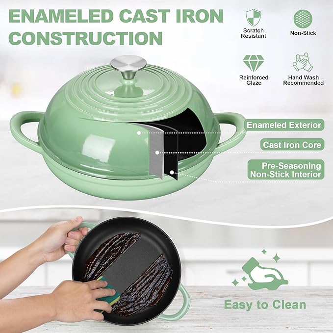 TeamFar Cast Iron Bread Dutch Oven, 6 Qt Enameled Dutch Oven Pot - Image 4