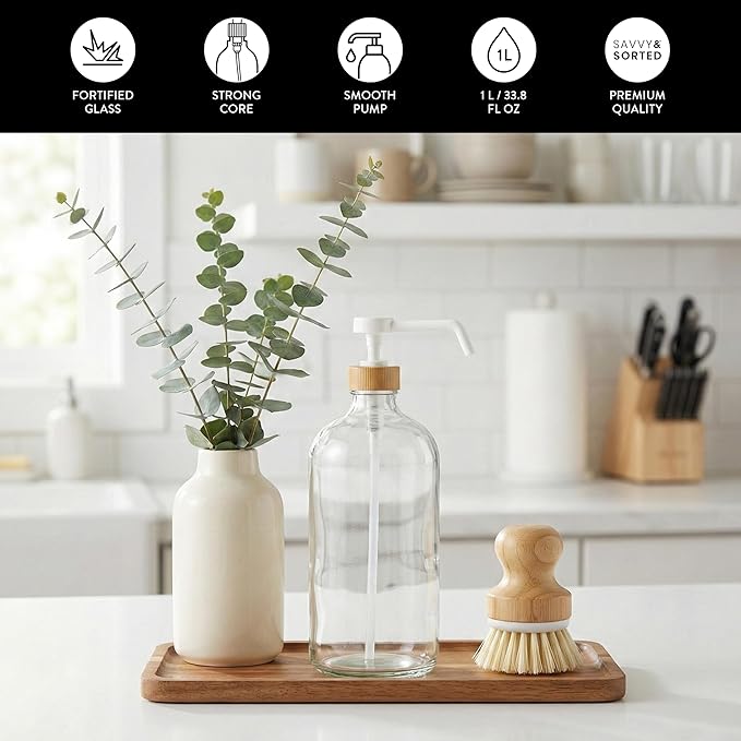 SAVVY & SORTED Glass Dish Soap Dispenser - Image 5