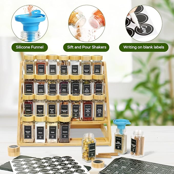 4 Tier Bamboo Spice Rack Organizer - Image 4