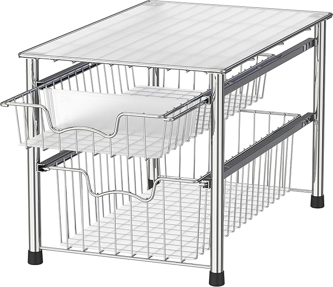Simple Houseware Stackable 2 Tier Sliding Basket Organizer Drawer by SimpleHouseware