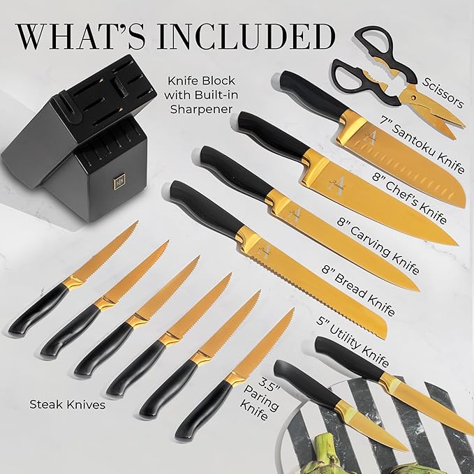 Personalized Black and Gold Knife Set - Image 5