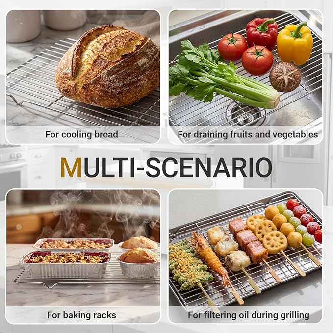 Lounsweer 2 Pack Cooling Racks, 10L x 18W x 1H Stainless Steel Wire Rack - Image 6
