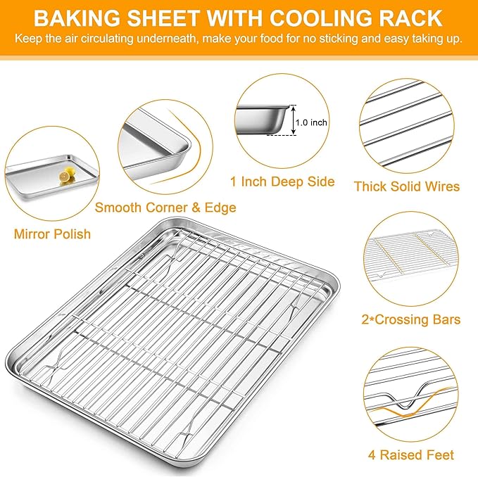 Homikit Baking Half Sheet with Rack, Metal Bacon Tray with Wire Cooling Rack - Image 7