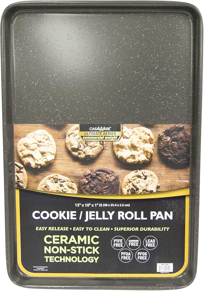 casaWare 3pc Ultimate Commercial Weight Cookie Sheet Set, Two 15 x 10-Inch Pans - Image 3