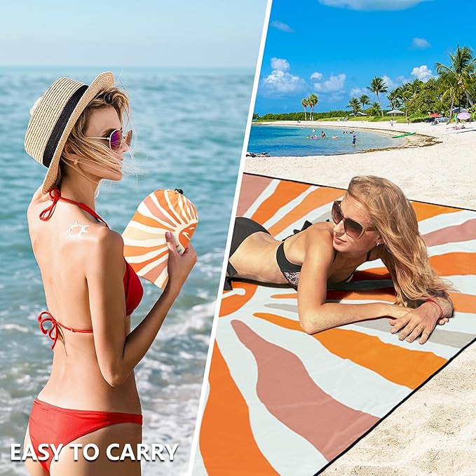 HIHOHO Beach Blanket Waterproof Sandproof Extra Large Beach Mat 79" X - Image 4