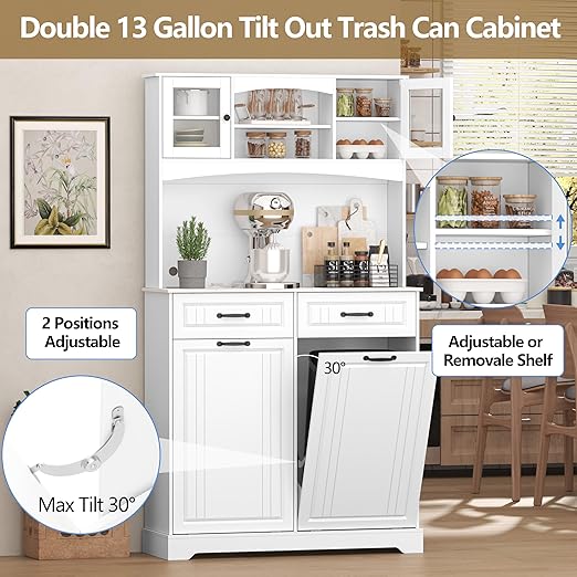 Double 13 Gallon Tilt Out Trash Can Cabinet - Image 4
