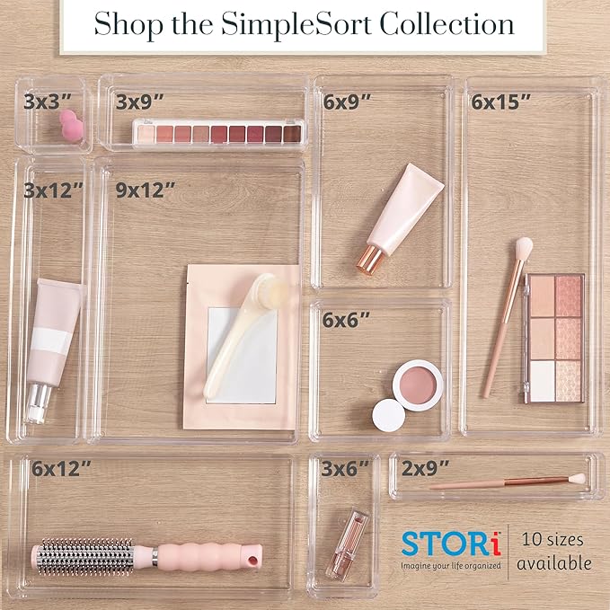 STORi SimpleSort 2-Piece Stackable Clear Drawer Organizer Set | 15" x 6" x 2" - Image 8
