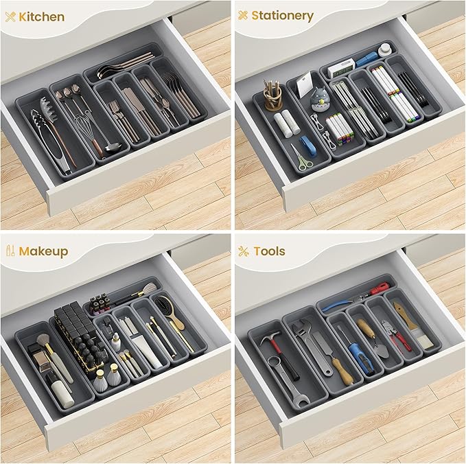 7 Pack Silicone Silverware Drawer Organizer, DIY Free Combination Kitchen - Image 8