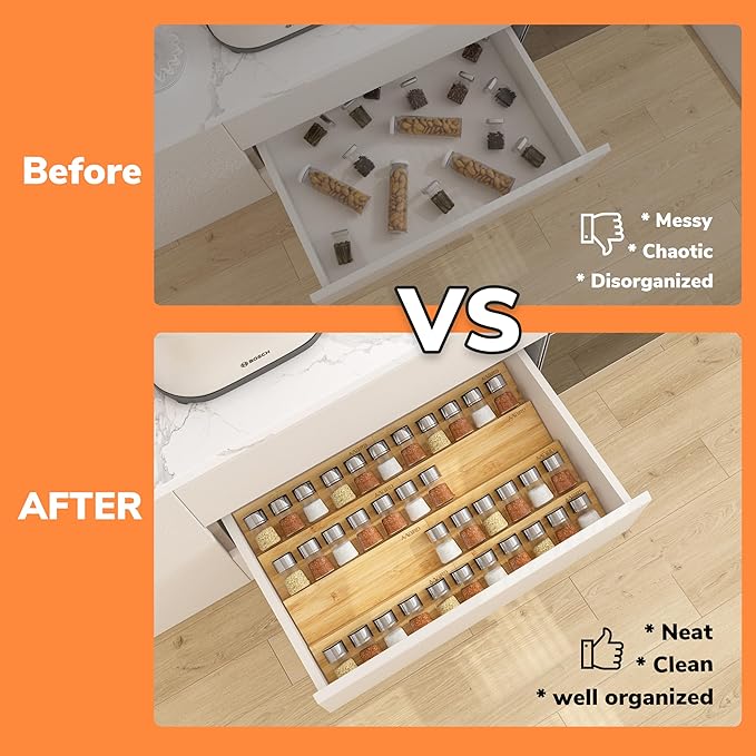 AMBIRD Bamboo Spice Drawer Organizer - Image 3