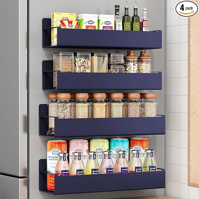 Vetacsion 4 Pack Moveable Fridge Magnetic Spice Racks, Metal Purple by HOMESTORAGE
