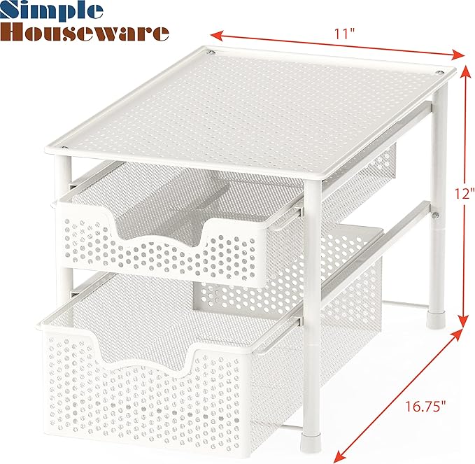 Simple Houseware Stackable 2 Tier Sliding Basket Organizer Drawer - Image 2