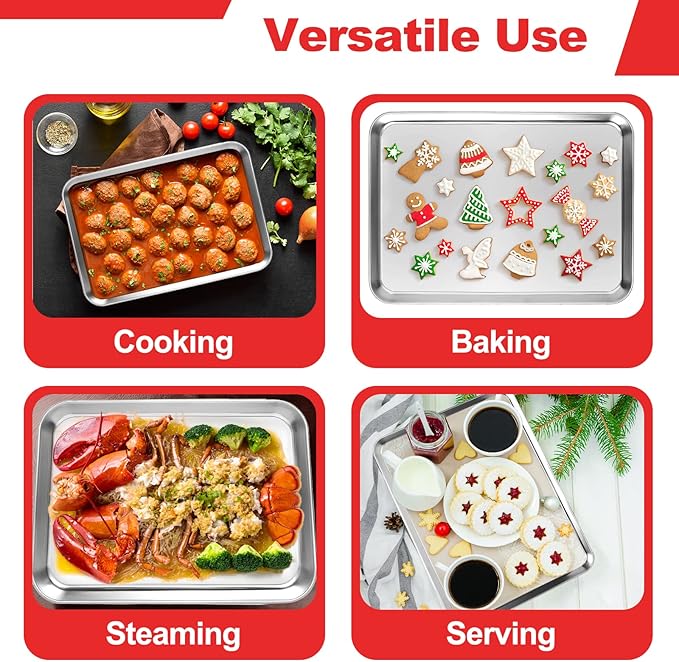Stainless Steel Baking Sheet Cookie Tray, Cookie Sheet - Image 6