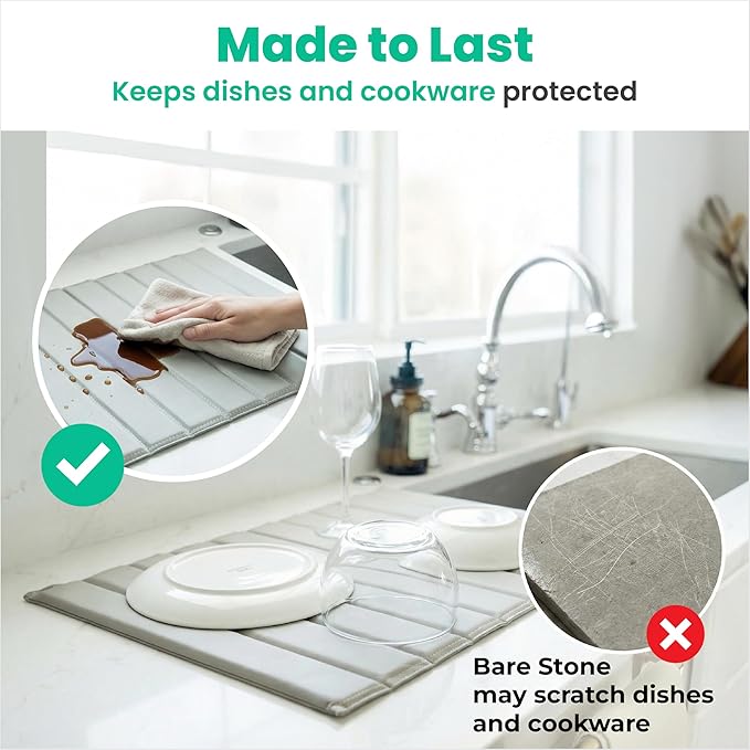 25" x 15" Large Stone Dish Drying Mat - Image 4