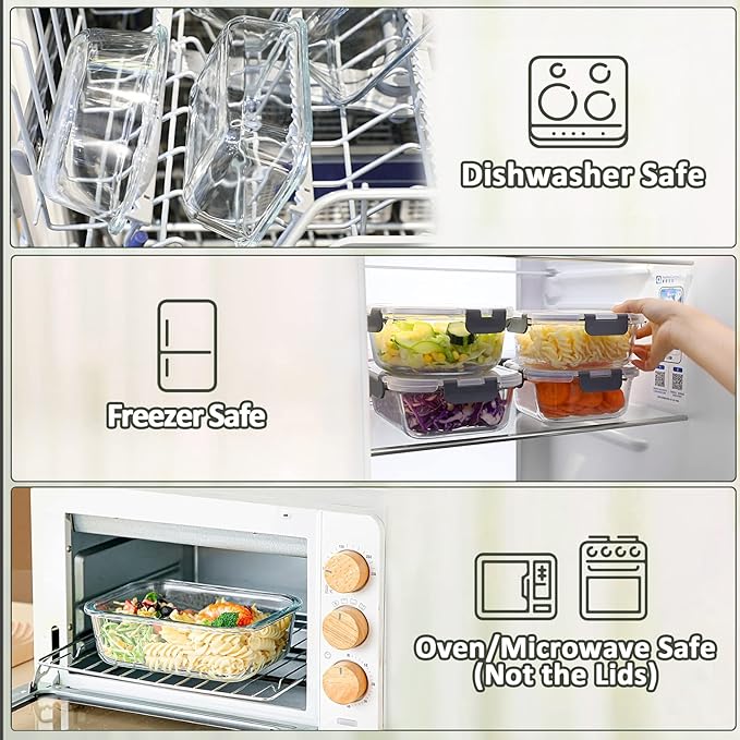 M MCIRCO 10-Pack, 22 Oz Glass Meal Prep Containers, Glass Food Storage - Image 4
